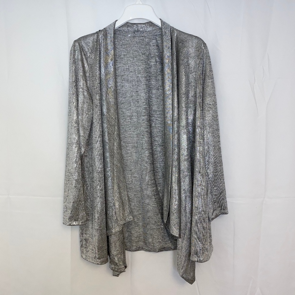 Calvin Klein SIlver Metallic Open Cardigan